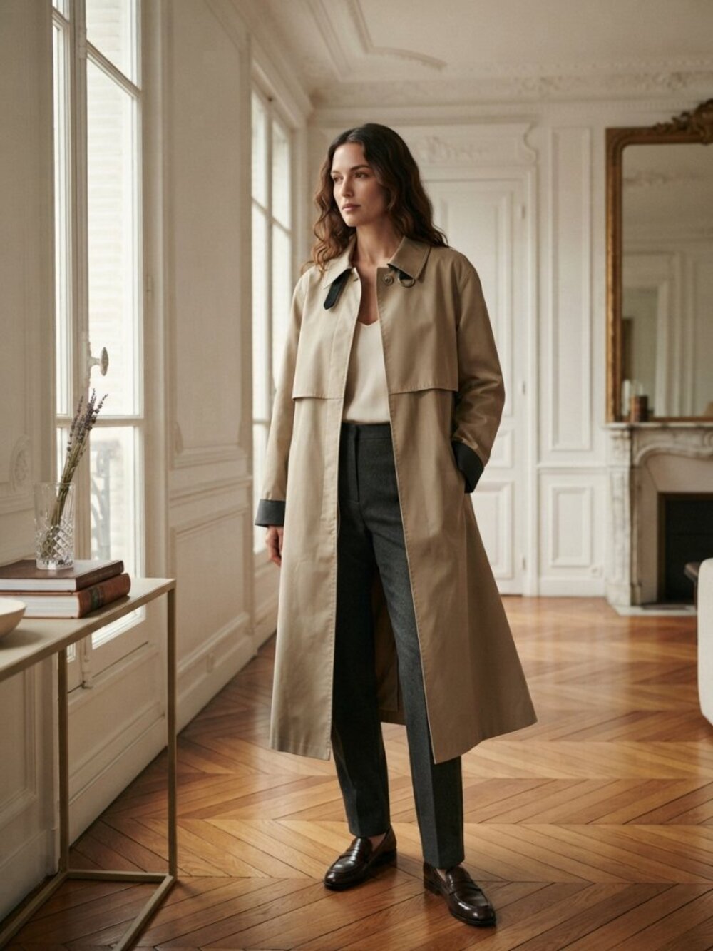 London Fog Beige Trench Coat with Black Trim Removeable Thinsulate Lining Sz 20